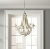 Silver And White Empire Six Light Metal and Beads Dimmable Chandelier