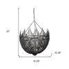 Black Unique Statement Four Light Metal and Beads Dimmable Chandelier