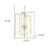 Antiqued Gold Geometric Four Light Metal Dimmable Chandelier