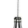 Black Candle Style Six Light Metal and Beads Dimmable Chandelier