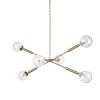 Gold Sputnik Six Light Metal and Glass Dimmable Chandelier With Clear Shades