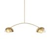 Brass Two Light Metal Dimmable Chandelier With White Shades
