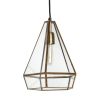 Clear And Gold Single Metal Dimmable Ceiling Light With Clear Shades