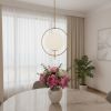 White Single Metal Dimmable Ceiling Light With White Shades