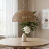 Brown Single Rattan Dimmable Ceiling Light With Brown Shades