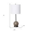 25" Gray Round Bedside Lamp With Drum Shade