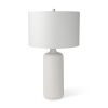 31" White Round Bedside Lamp With Drum Shade