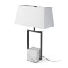 26" Gray Square Bedside Lamp With Shade