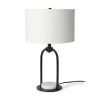 22" Black Round Bedside Lamp With Drum Shade