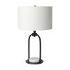 22" Black Round Bedside Lamp With Drum Shade