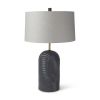 29" Navy Blue Round Bedside Lamp With Drum Shade