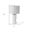 28" White Round Bedside Lamp With Drum Shade