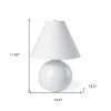 11" White Round Bedside Lamp With Empire Shade