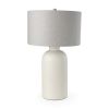 33" Cream Round Bedside Lamp With Drum Shade