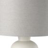33" Cream Round Bedside Lamp With Drum Shade