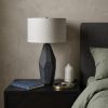 30" Black Round Bedside Lamp With Drum Shade