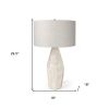 30" Cream Round Bedside Lamp With Drum Shade