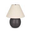 24" Black Round Bedside Lamp With Empire Shade