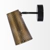 10" Antiqued Gold And Black Metal Pierced Cone Armed Sconce