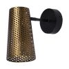 10" Antiqued Gold And Black Metal Pierced Cone Armed Sconce