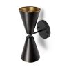 Black And Gold Metal Double Cone Two Light Armed Sconce