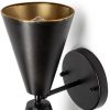 Black And Gold Metal Double Cone Two Light Armed Sconce
