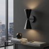 Black And Gold Metal Double Cone Two Light Armed Sconce