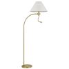 68" Antiqued Brass Metal Reading Floor Lamp With Off White Fabric Empire Shade