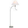 68" Nickel Metal Reading Floor Lamp With White Fabric Empire Shade