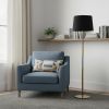 60" Antiqued Brass Metal Floor Lamp With Black Fabric Drum Shade