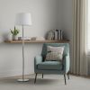 60" Silver Metal Floor Lamp With White Fabric Drum Shade