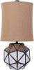 40" Silver Geometric Table Lamp With Cylinder Shade