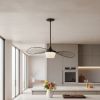 34" Black Aluminum Geometric Wavy LED Dimmable Outdoor Hanging Light