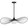 34" Black Aluminum Geometric Wavy LED Dimmable Outdoor Hanging Light