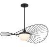 34" Black Aluminum Geometric Wavy LED Dimmable Outdoor Hanging Light