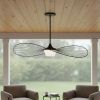 44" Black Aluminum Geometric Wavy LED Dimmable Outdoor Hanging Light