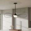 44" Black Aluminum Geometric Wavy LED Dimmable Outdoor Hanging Light