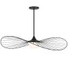 44" Black Aluminum Geometric Wavy LED Dimmable Outdoor Hanging Light