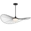 44" Black Aluminum Geometric Wavy LED Dimmable Outdoor Hanging Light