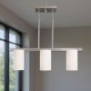 Nickel And White Three Light Metal Dimmable Chandelier With Shades