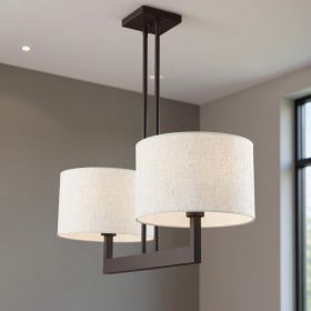 Bronze Two Light Dimmable Chandelier With Shades
