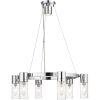 Silver And Clear Six Light Metal Dimmable Chandelier With Shades