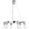 Silver And Clear Six Light Metal Dimmable Chandelier With Shades