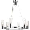 Silver And Clear Six Light Metal Dimmable Chandelier With Shades