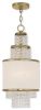 Gold Clear And Off White Two Light Metal Dimmable Chandelier With Shades