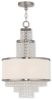 Nickel Clear And Off White Three Light Metal Dimmable Chandelier With Shades