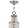 Nickel Clear And Off White Three Light Metal Dimmable Chandelier With Shades
