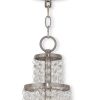 Nickel Clear And Off White Three Light Metal Dimmable Chandelier With Shades