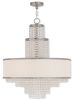 Nickel Clear And Off White Six Light Metal Dimmable Chandelier With Shades