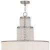Nickel Clear And Off White Six Light Metal Dimmable Chandelier With Shades